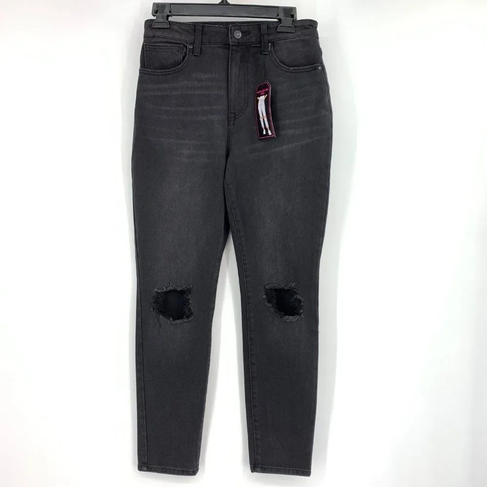 Womens NOBO No Boundries Black Super High Rise Jeans Sz 7 2068 Distress NWT - Picture 1 of 8